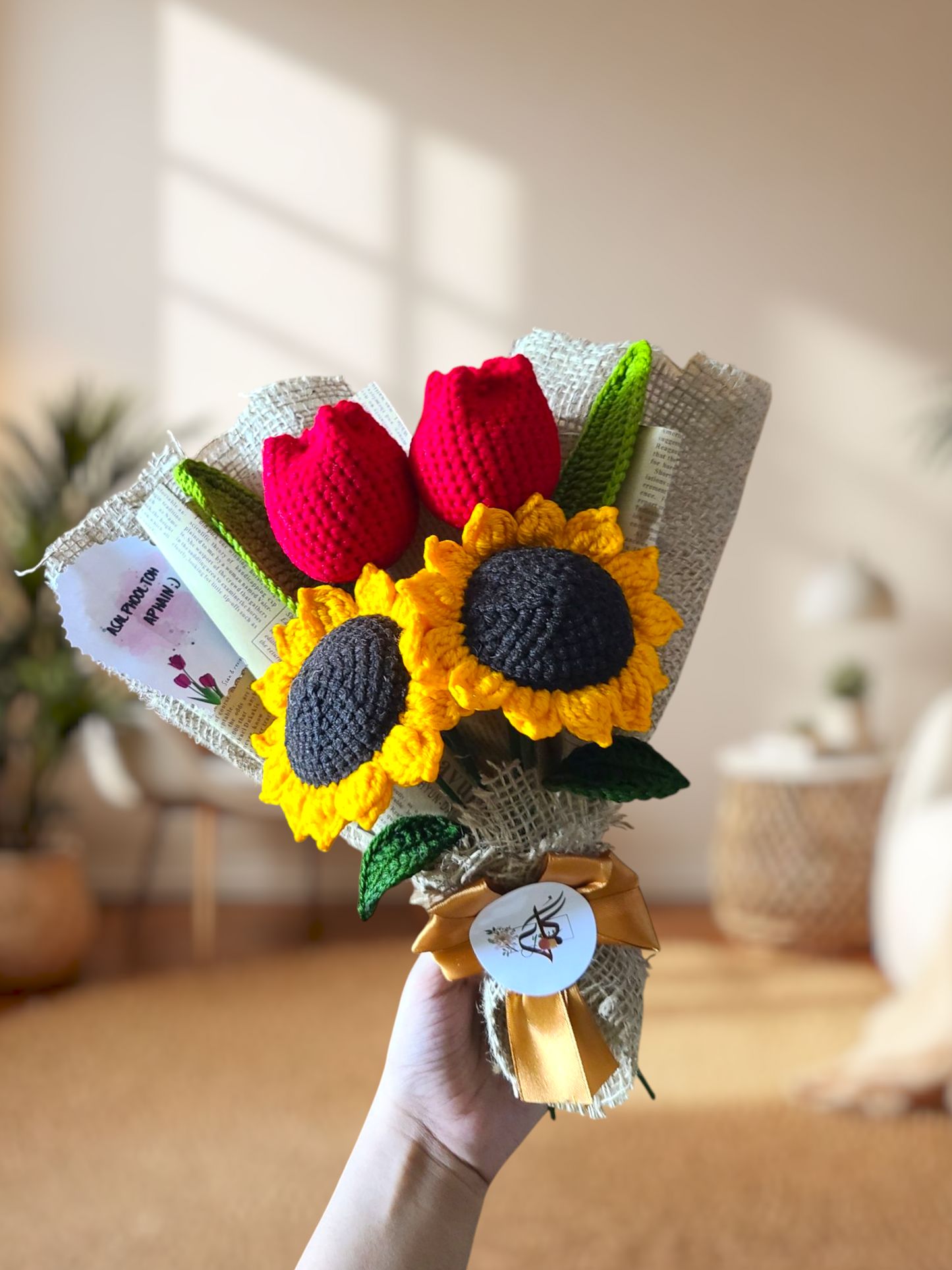 Ruby Kiss Crochet Bouquet