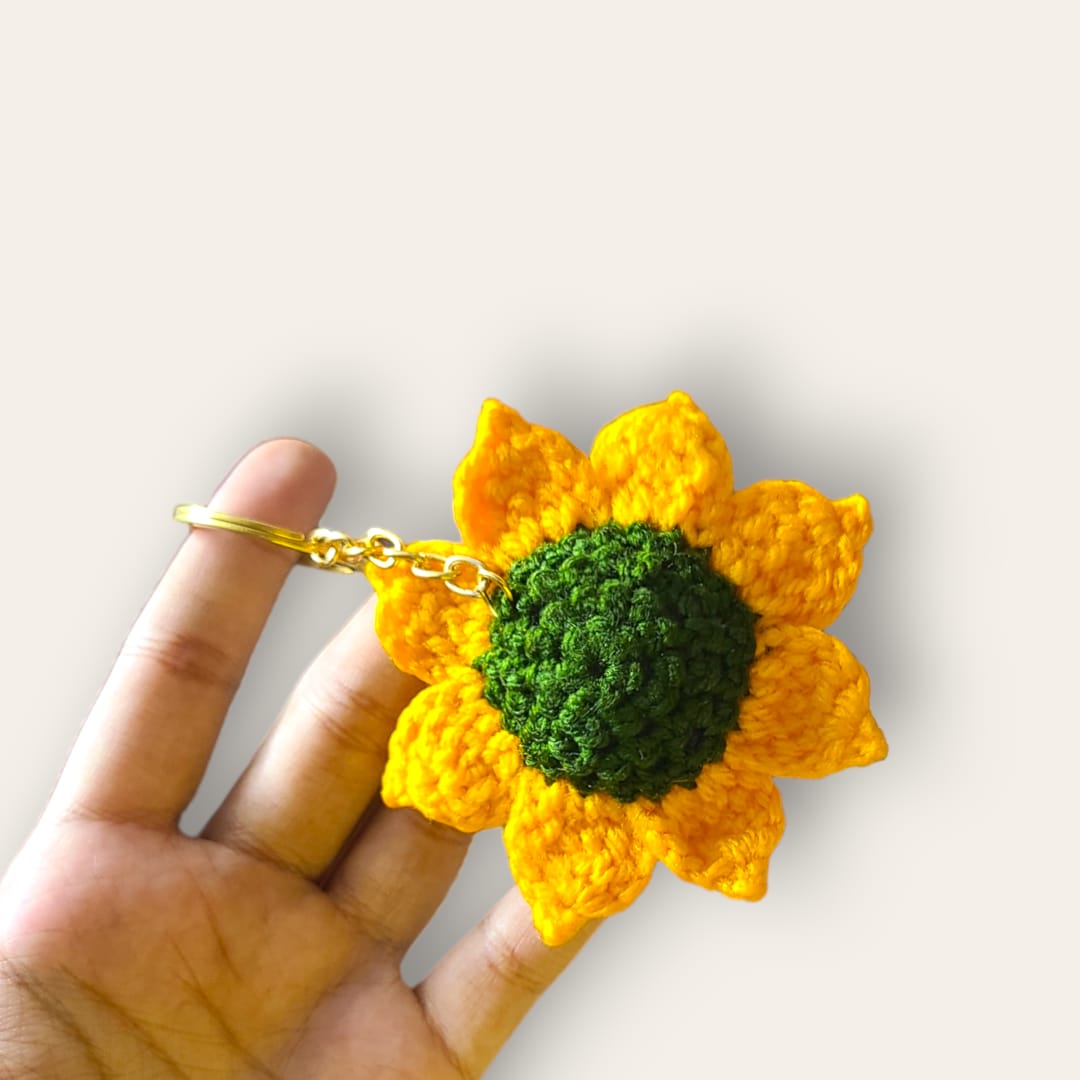 Handmade Crochet Sunflower Keychain Gulyarn