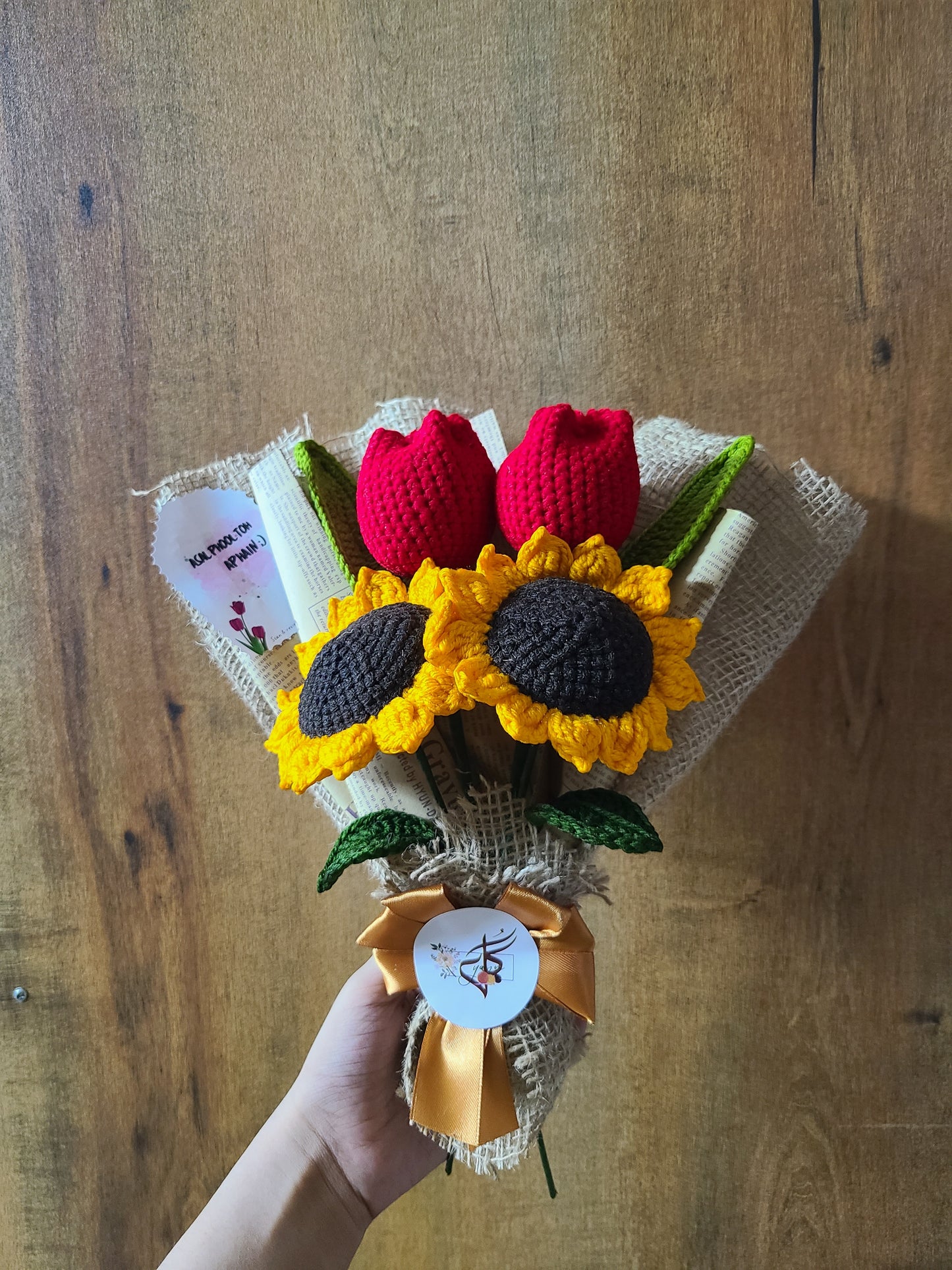 Ruby Kiss Crochet Bouquet