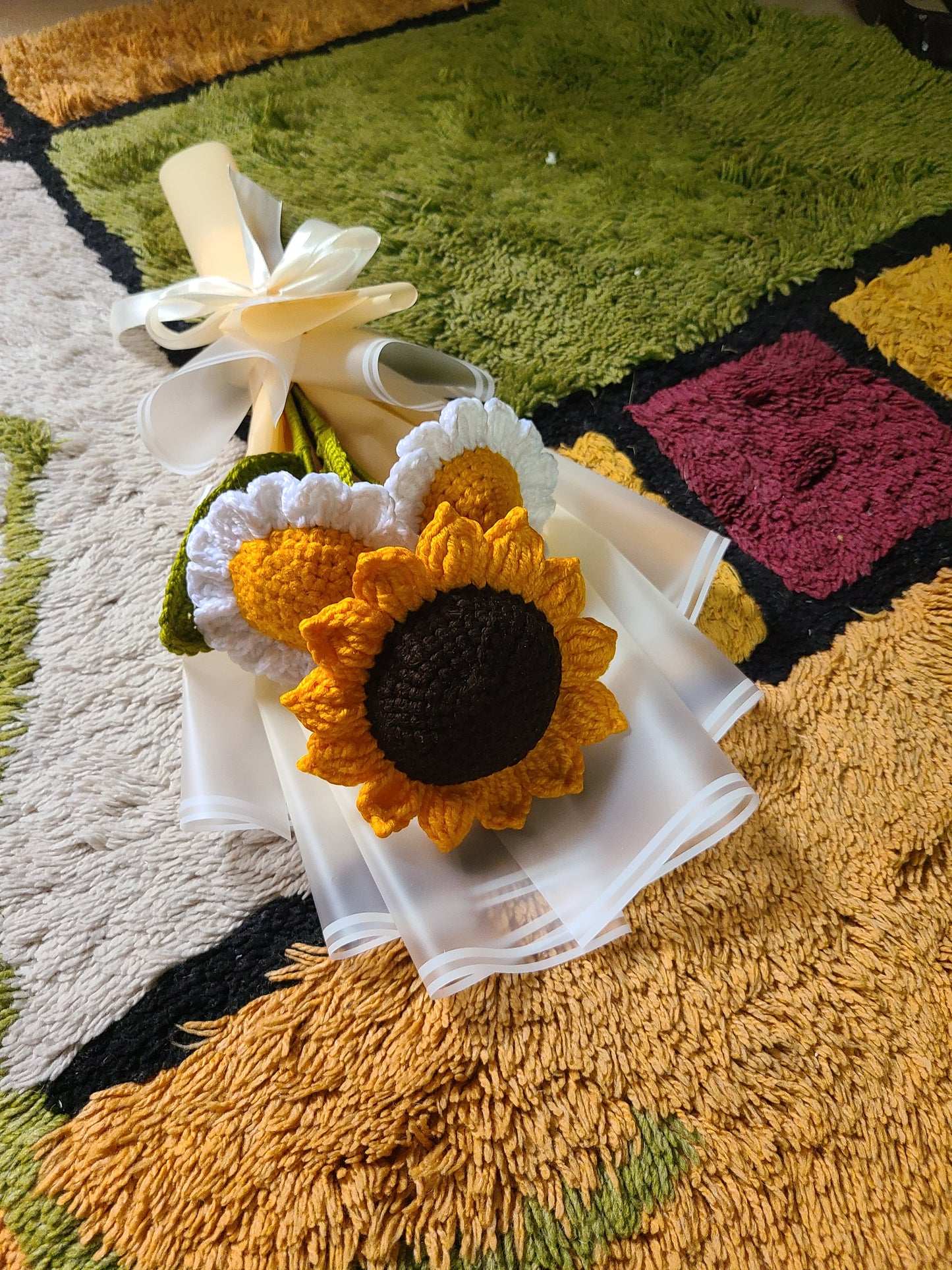 Golden Bloom Crochet Bouquet